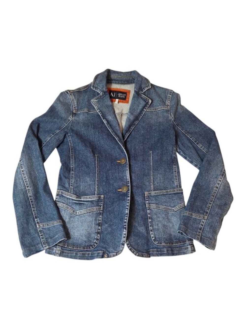Vintage Armani Jeans Denim Women Blazer Jacket Indigo 003, Italy, Size 6 / 42